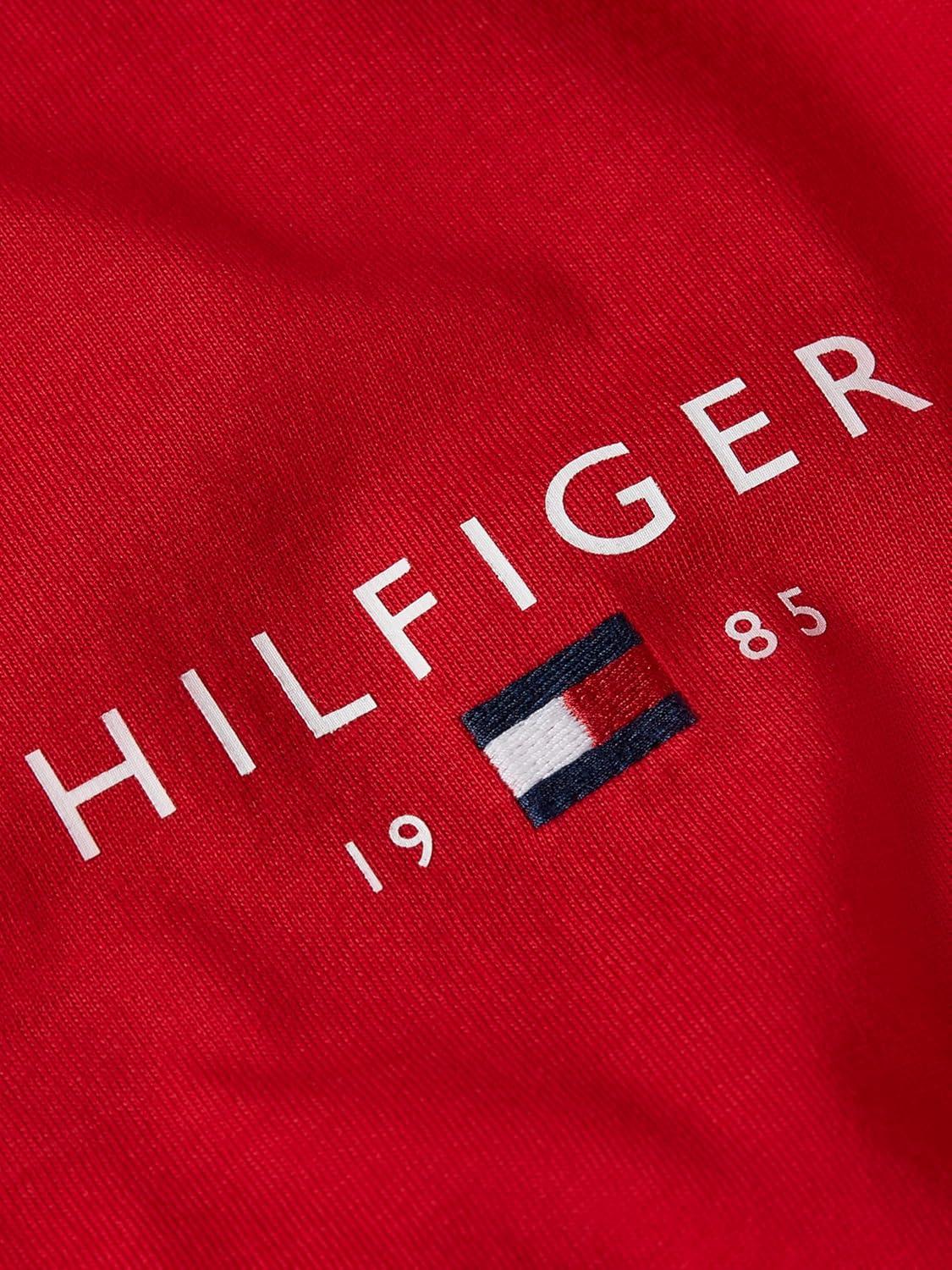 imageTommy Hilfiger Mens Short Sleeve Cotton Graphic TShirts with Embroidered Flag LogoMedium Red