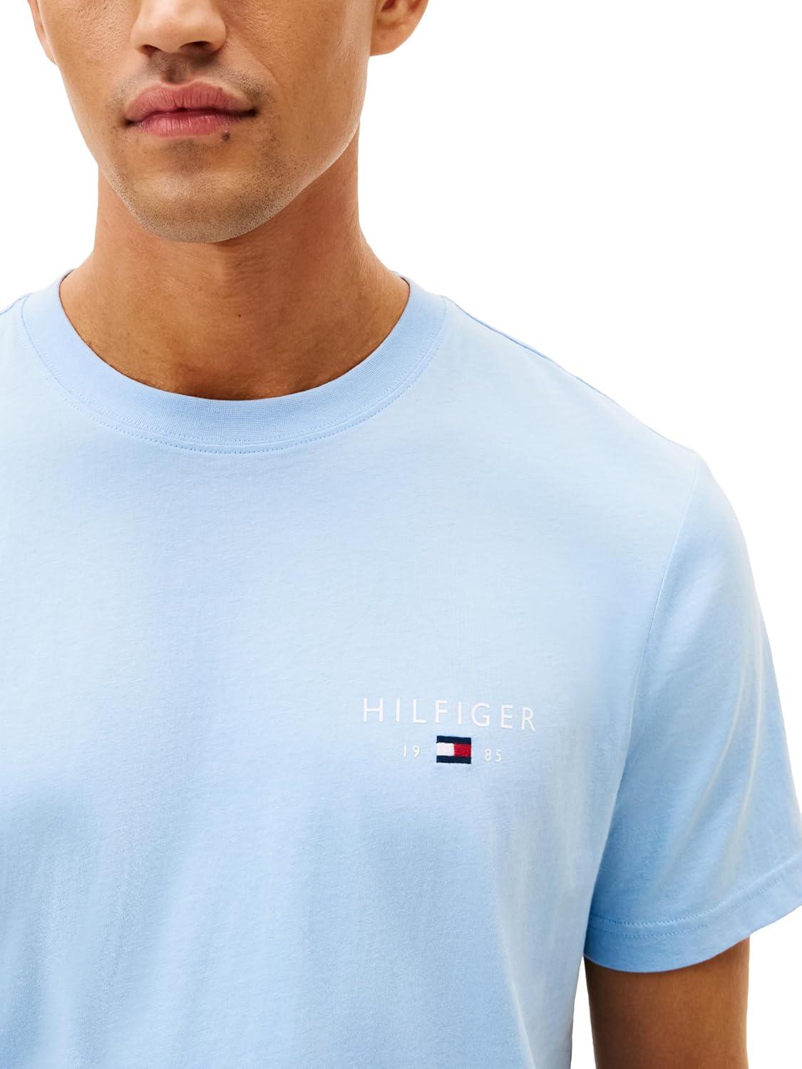imageTommy Hilfiger Mens Short Sleeve Cotton Graphic TShirts with Embroidered Flag LogoWell Water
