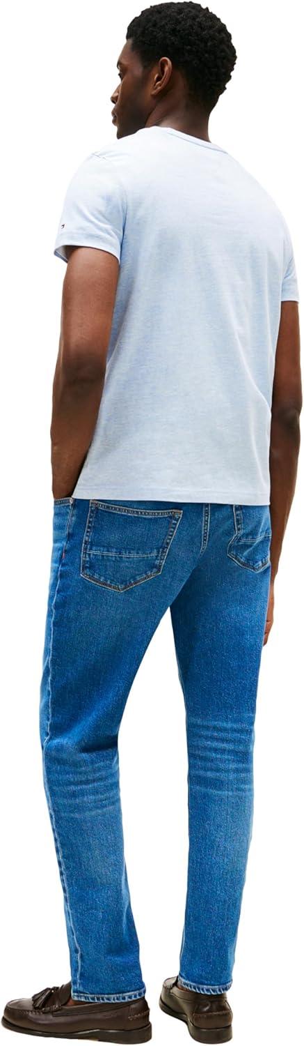 imageTommy Hilfiger Mens Short Sleeve Cotton Graphic TShirts with Embroidered LogoHeathered Blue