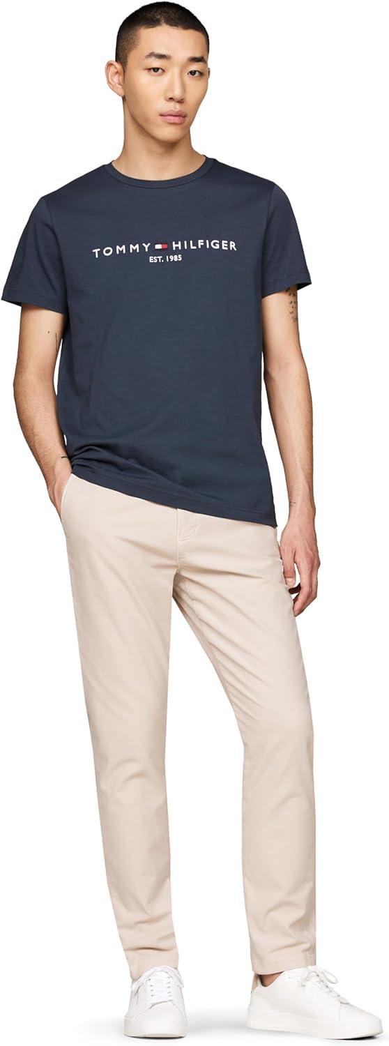 imageTommy Hilfiger Mens Short Sleeve Cotton Graphic TShirts with Embroidered LogoMilitary Denim