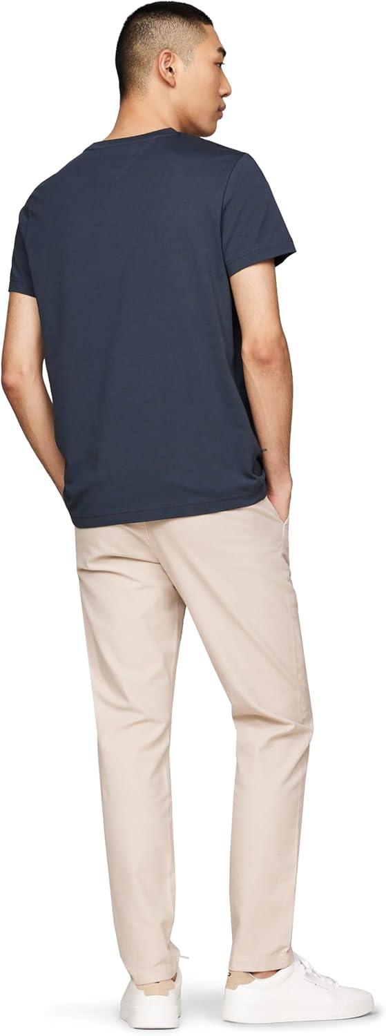 imageTommy Hilfiger Mens Short Sleeve Cotton Graphic TShirts with Embroidered LogoMilitary Denim