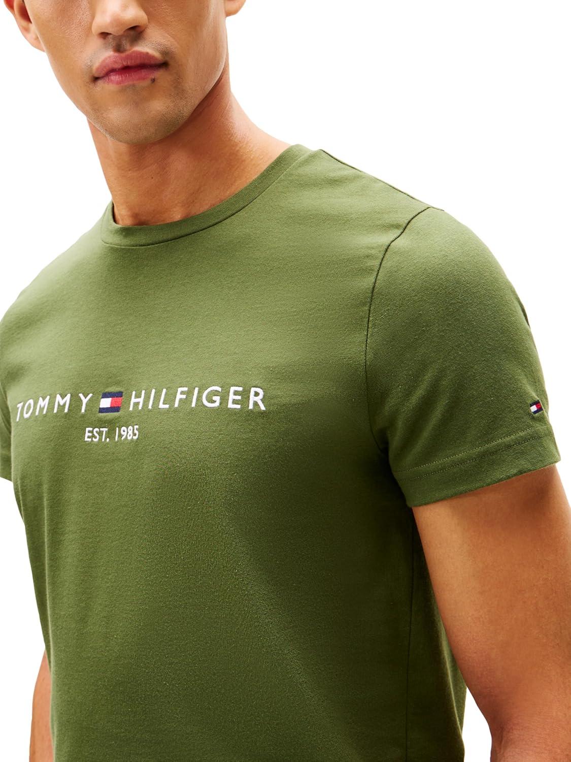 imageTommy Hilfiger Mens Short Sleeve Cotton Graphic TShirts with Embroidered LogoMountain Pine