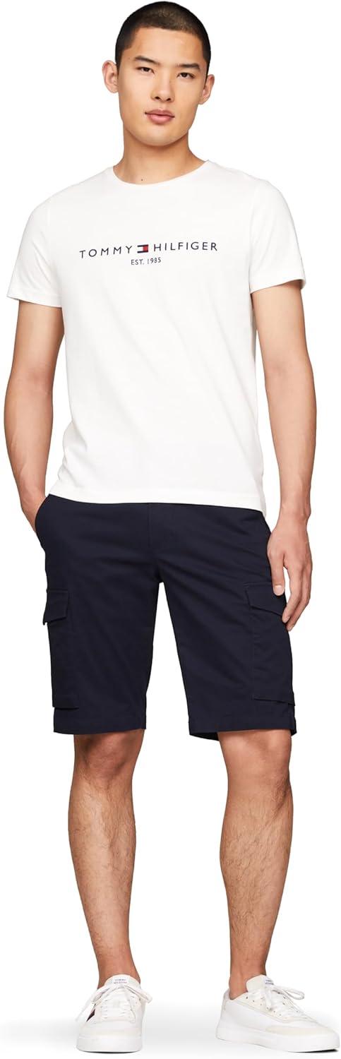 imageTommy Hilfiger Mens Short Sleeve Cotton Graphic TShirts with Embroidered LogoSnow White