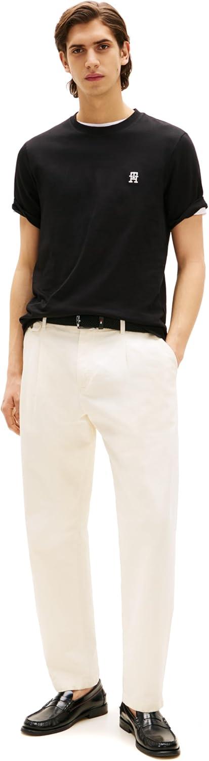 imageTommy Hilfiger Mens Short Sleeve Cotton Graphic TShirts with Embroidered Monogram LogoBlack