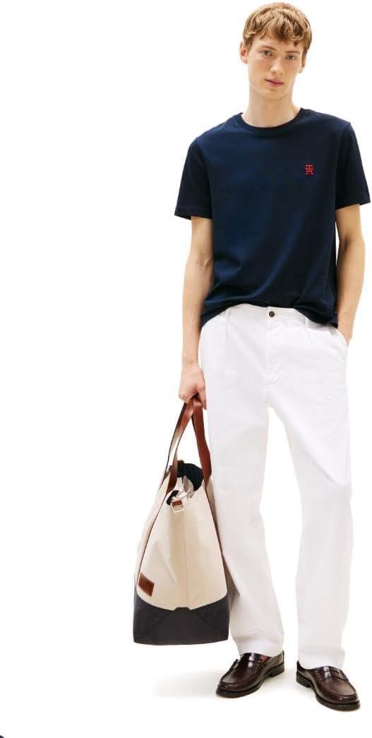 imageTommy Hilfiger Mens Short Sleeve Cotton Graphic TShirts with Embroidered Monogram LogoDesert Sky