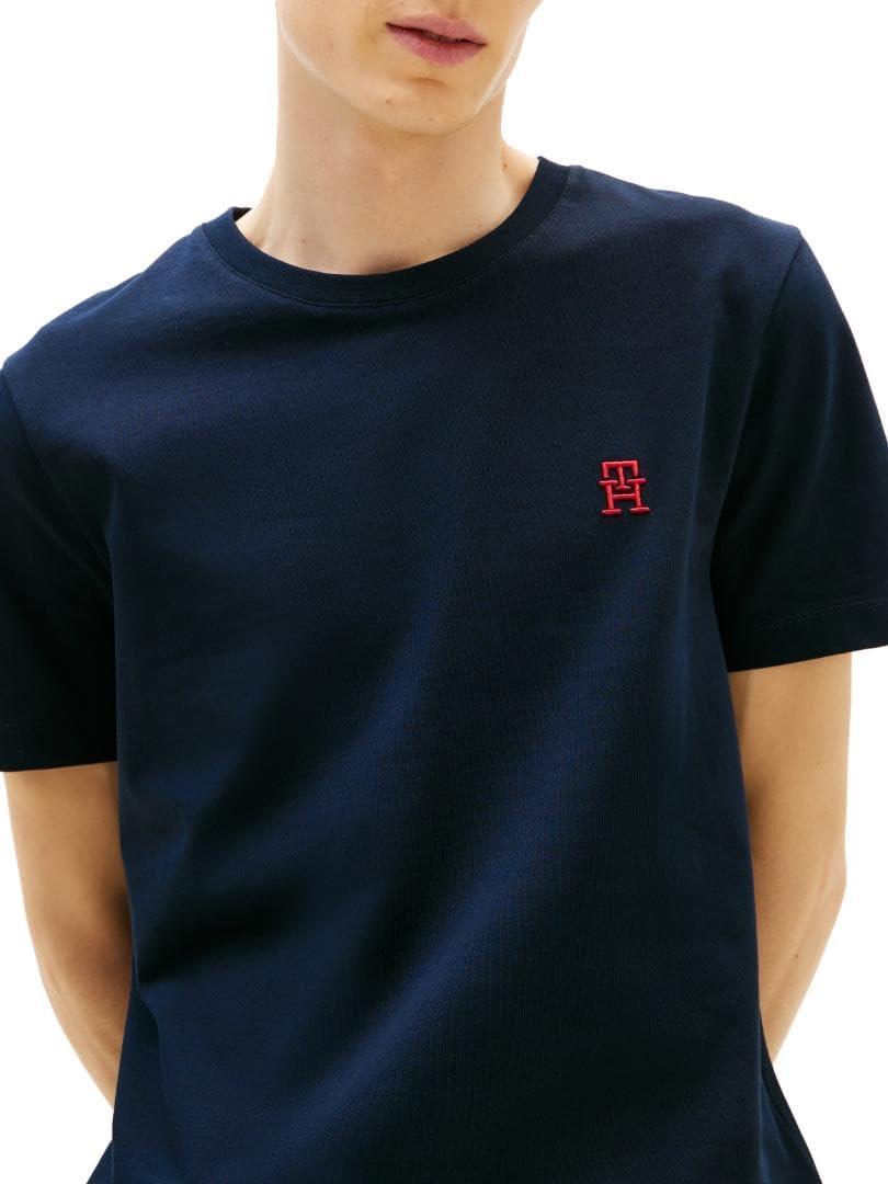 imageTommy Hilfiger Mens Short Sleeve Cotton Graphic TShirts with Embroidered Monogram LogoDesert Sky