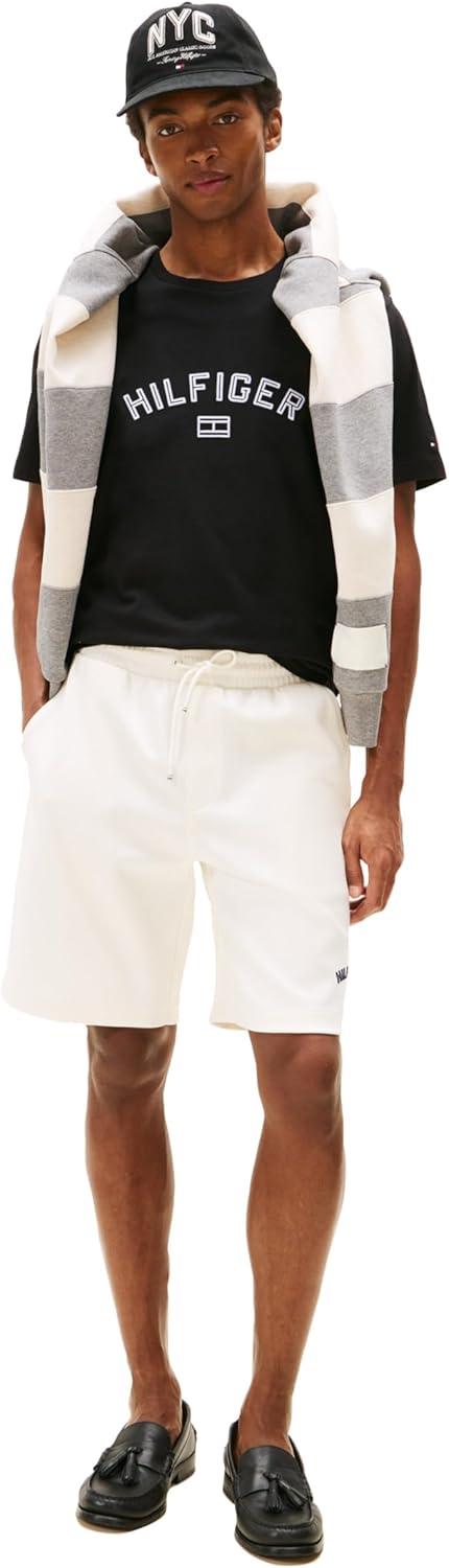 imageTommy Hilfiger Mens Short Sleeve Cotton Graphic TShirts with Hilfiger LogoBlack