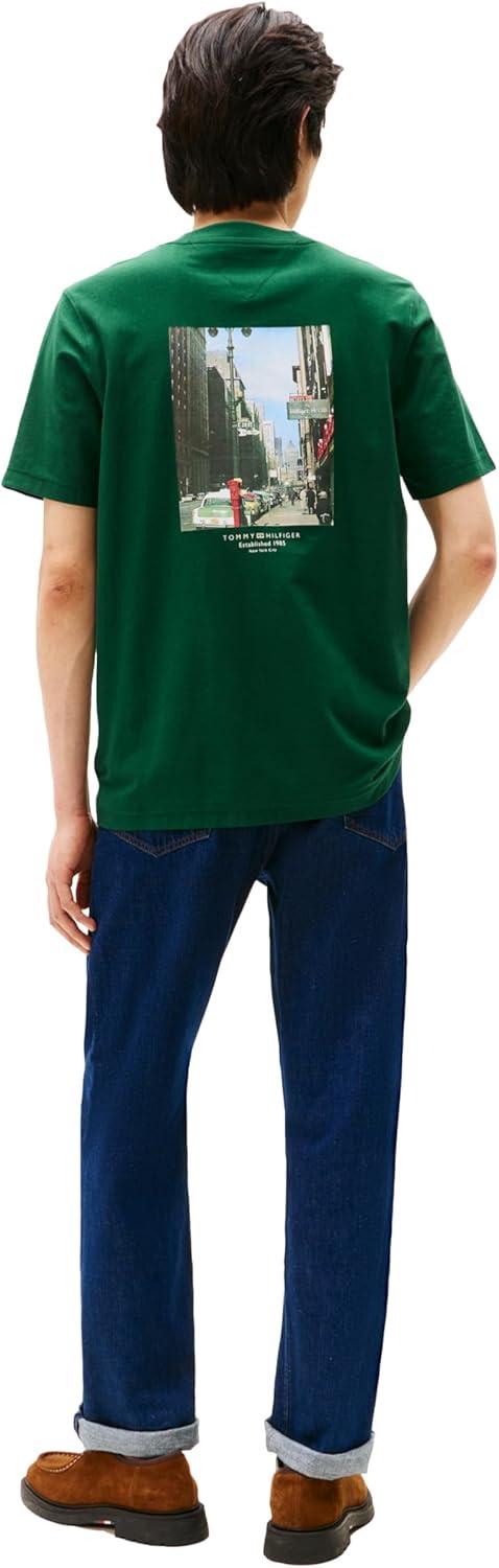 imageTommy Hilfiger Mens Short Sleeve Cotton Graphic TShirts with Photo Print DesignsOrnamental Green