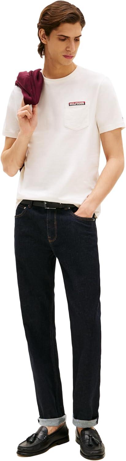 imageTommy Hilfiger Mens Short Sleeve Cotton Graphic TShirts with Pocket and LogoIvory Petal