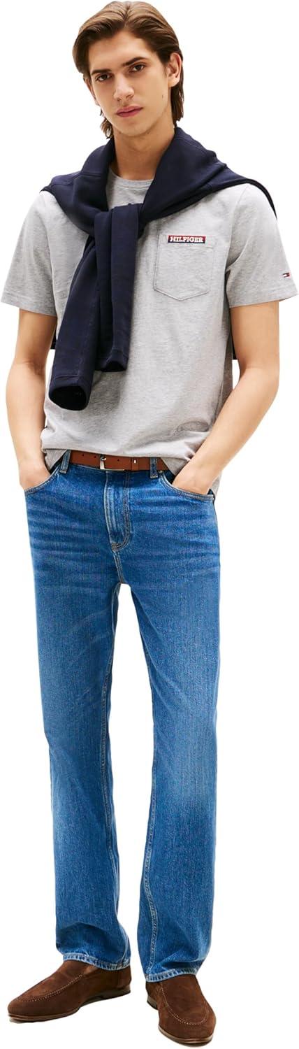 imageTommy Hilfiger Mens Short Sleeve Cotton Graphic TShirts with Pocket and LogoLight Grey Heather