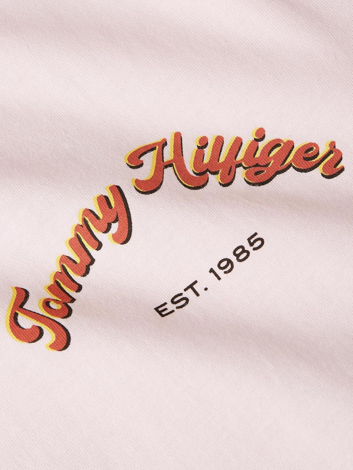 imageTommy Hilfiger Mens Short Sleeve Cotton Graphic TShirts with Printed Arched Back GraphicLight Pink