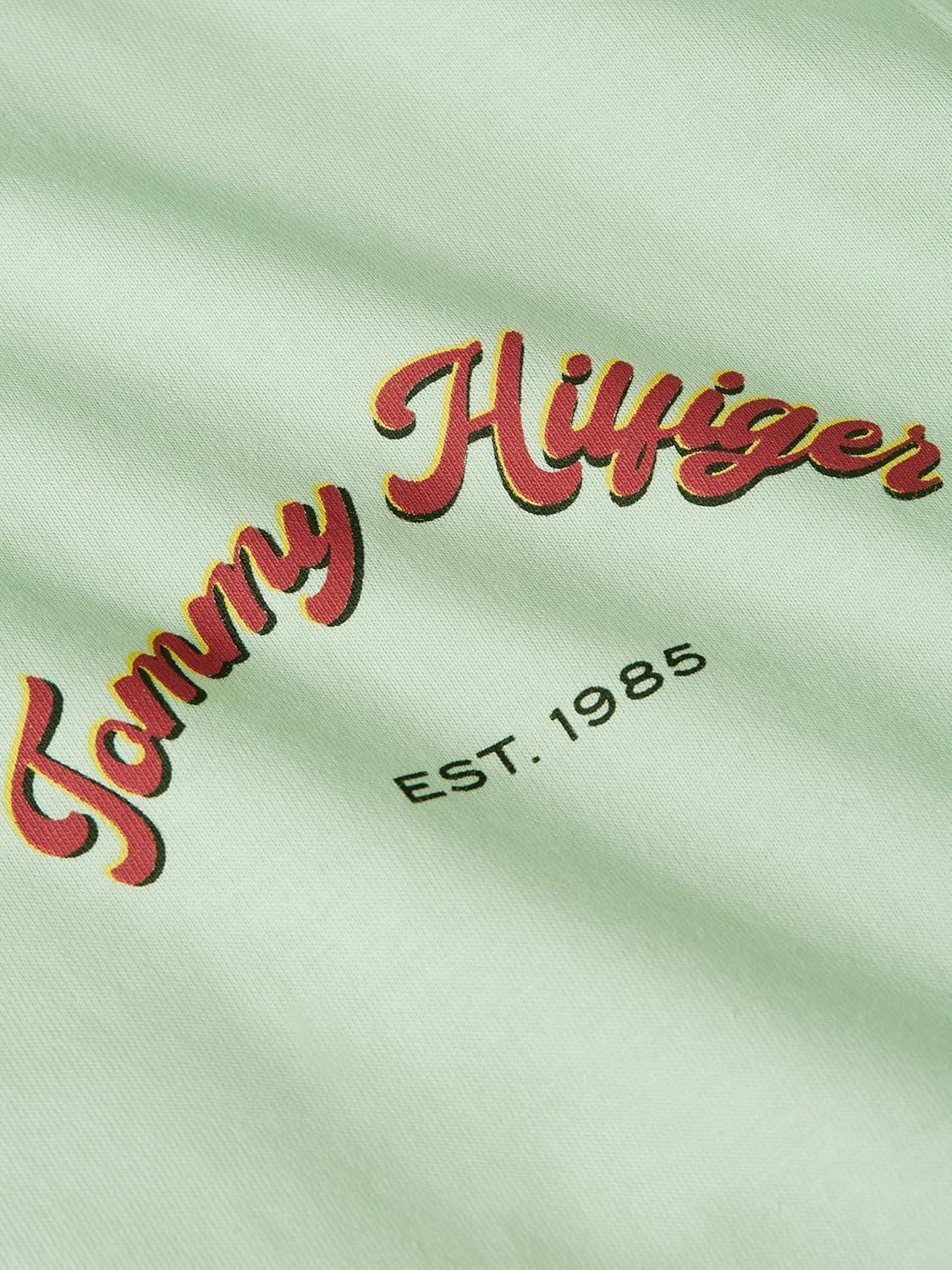 imageTommy Hilfiger Mens Short Sleeve Cotton Graphic TShirts with Printed Arched Back GraphicOpal Green