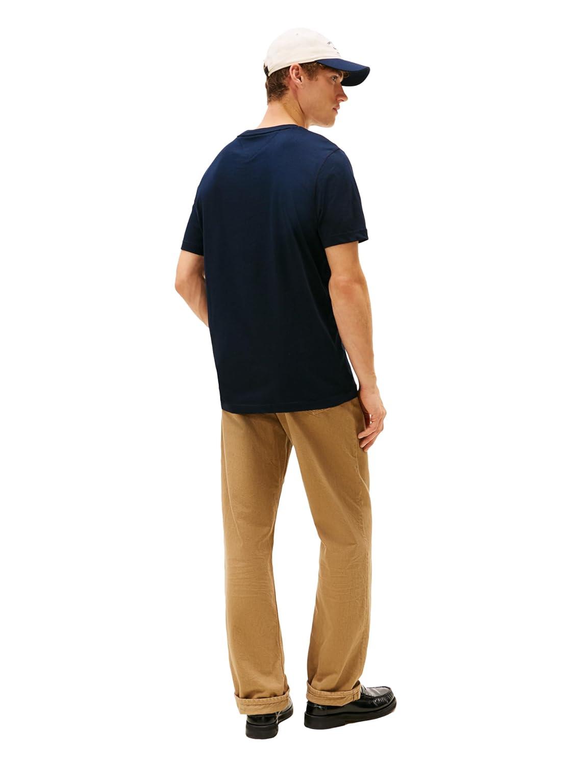imageTommy Hilfiger Mens Short Sleeve Cotton Graphic TShirts with Printed Arched GraphicDesert Sky