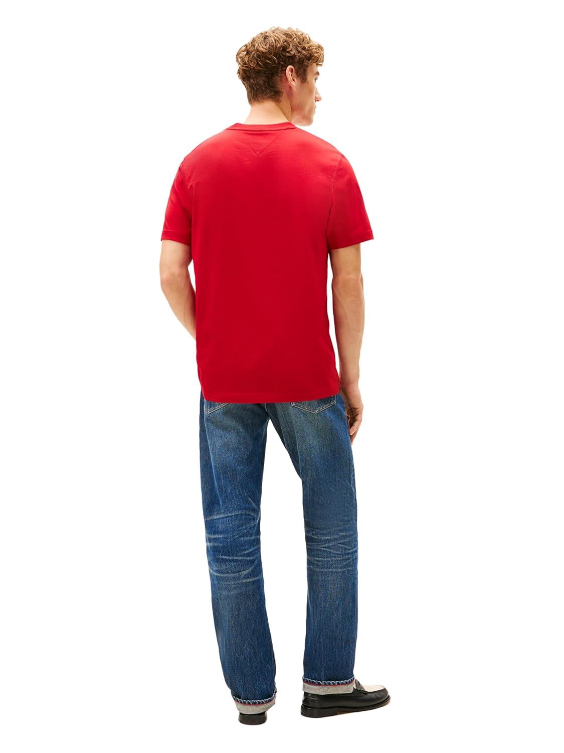 imageTommy Hilfiger Mens Short Sleeve Cotton Graphic TShirts with Printed Arched GraphicMedium Red