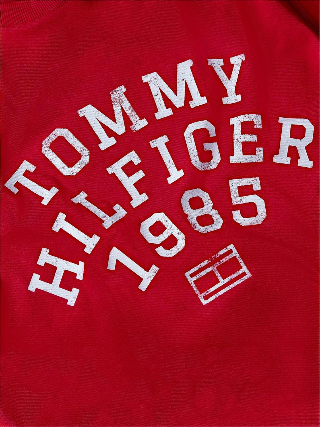 imageTommy Hilfiger Mens Short Sleeve Cotton Graphic TShirts with Printed Arched GraphicMedium Red