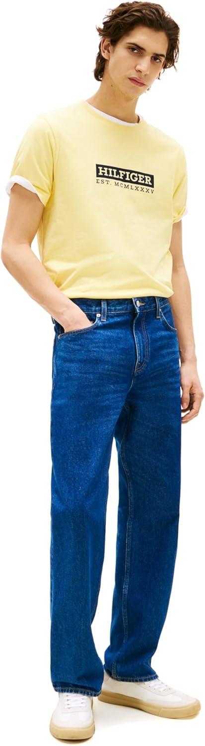 imageTommy Hilfiger Mens Short Sleeve Cotton Graphic TShirts with Printed Logo Also Available in Big ampamp TallCitronella