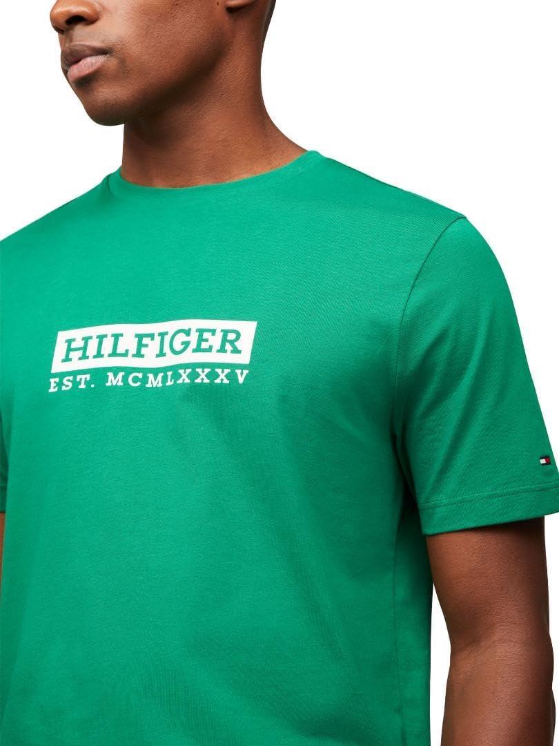imageTommy Hilfiger Mens Short Sleeve Cotton Graphic TShirts with Printed Logo Also Available in Big ampamp TallNouveau Green