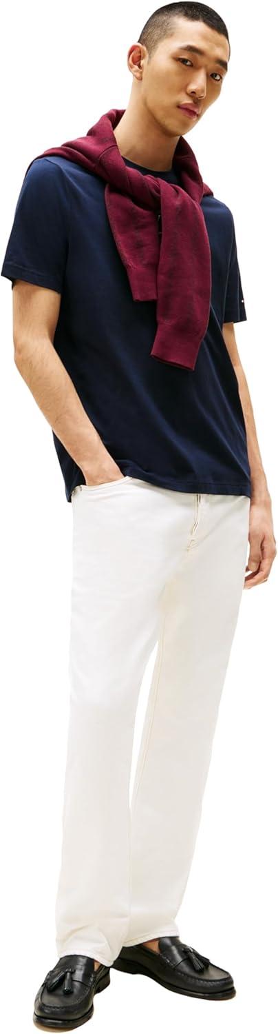 imageTommy Hilfiger Mens Short Sleeve Cotton Graphic TShirts with Printed LogoDesert Sky