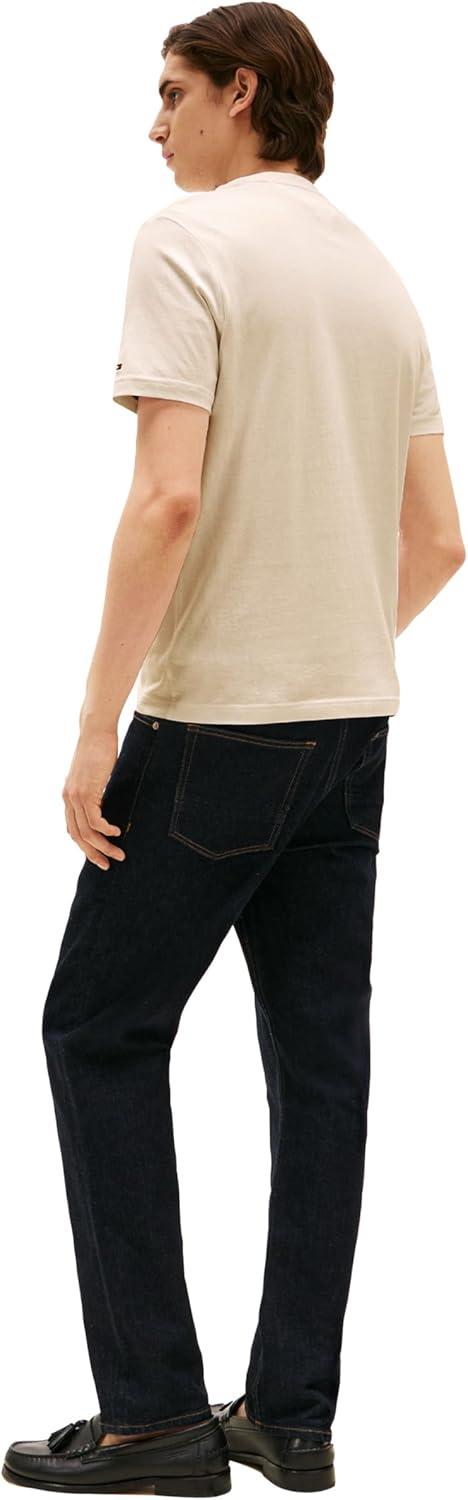 imageTommy Hilfiger Mens Short Sleeve Cotton Graphic TShirts with Printed LogoNewsprint