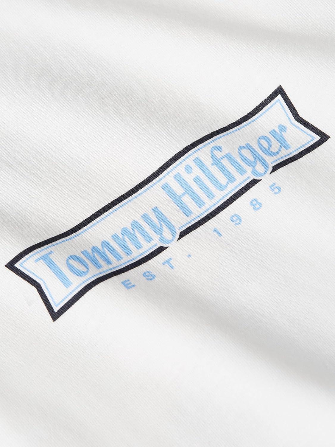 imageTommy Hilfiger Mens Short Sleeve Cotton Graphic TShirts with Printed Photo Back GraphicEcru