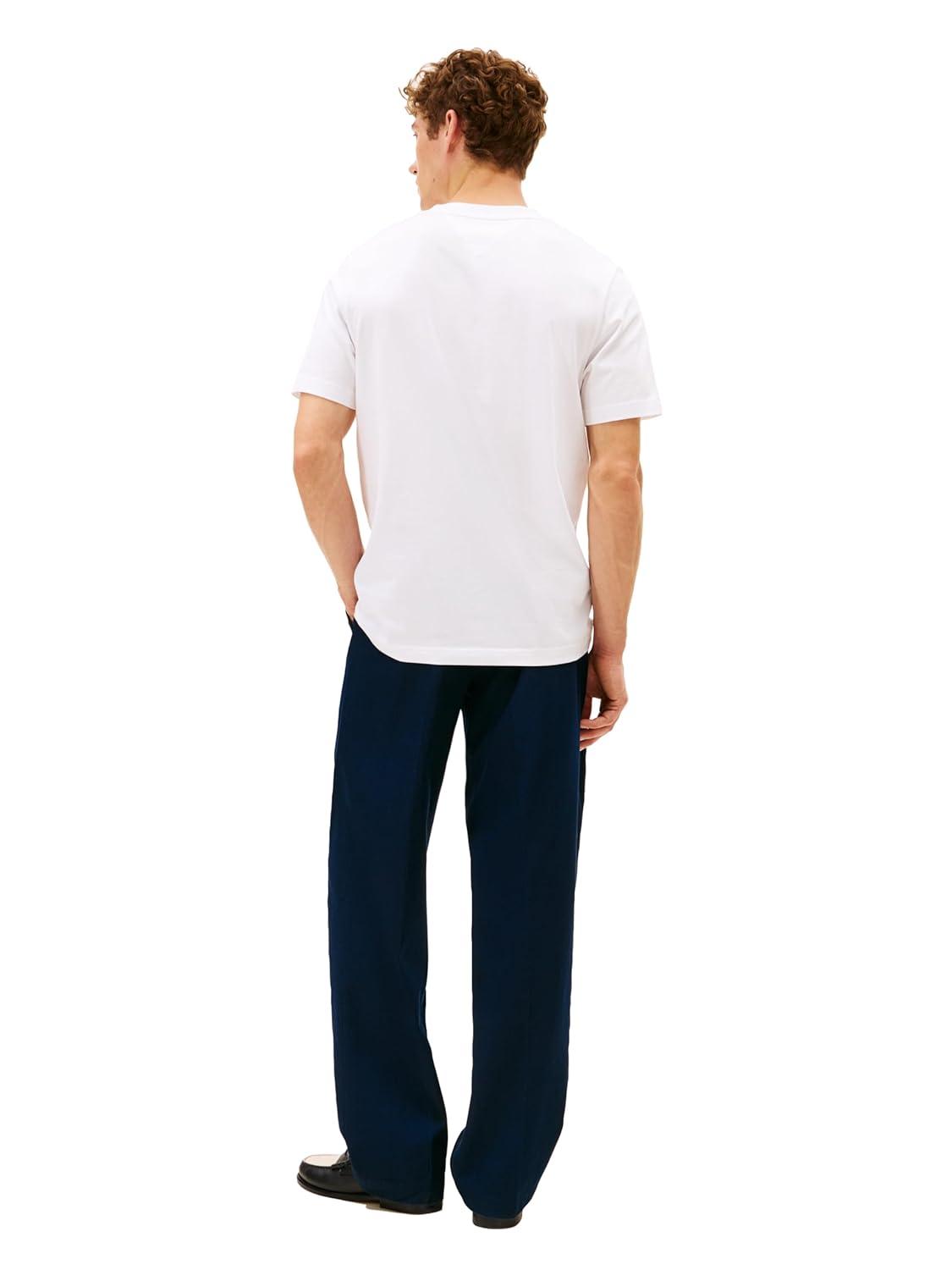 imageTommy Hilfiger Mens Short Sleeve Cotton Graphic TShirts with Printed Script and Flag LogoWhite