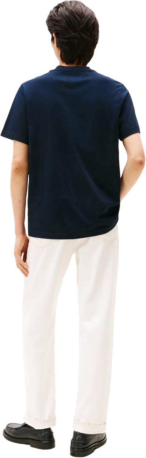 imageTommy Hilfiger Mens Short Sleeve Cotton Graphic TShirts with Rubberized Crest LogoDesert Sky