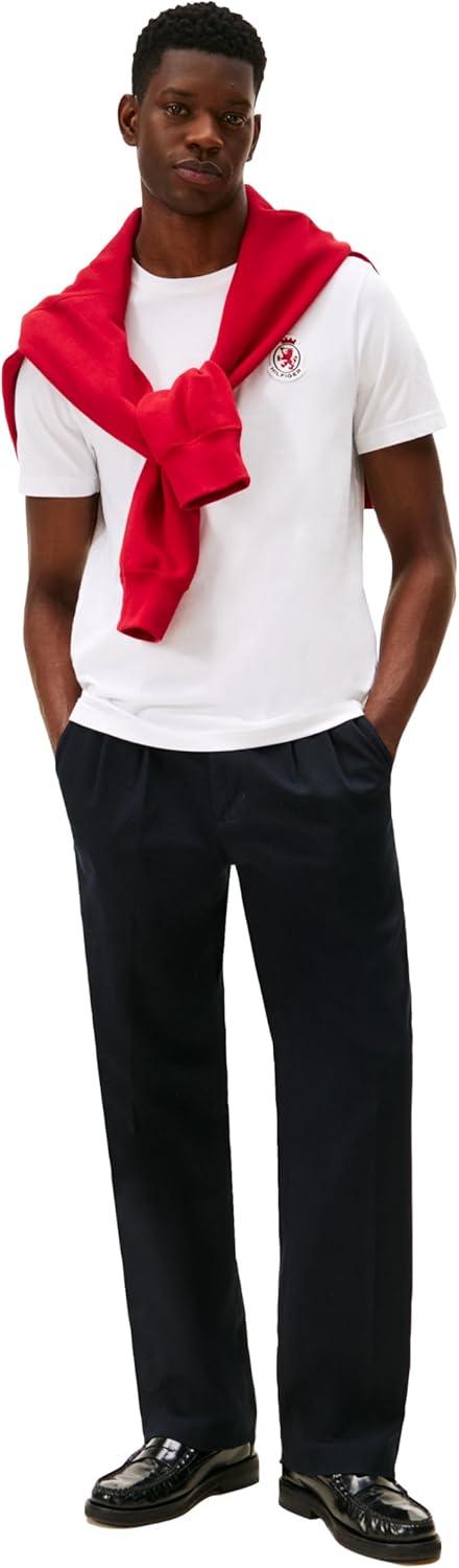 imageTommy Hilfiger Mens Short Sleeve Cotton Graphic TShirts with Rubberized Crest LogoWhite