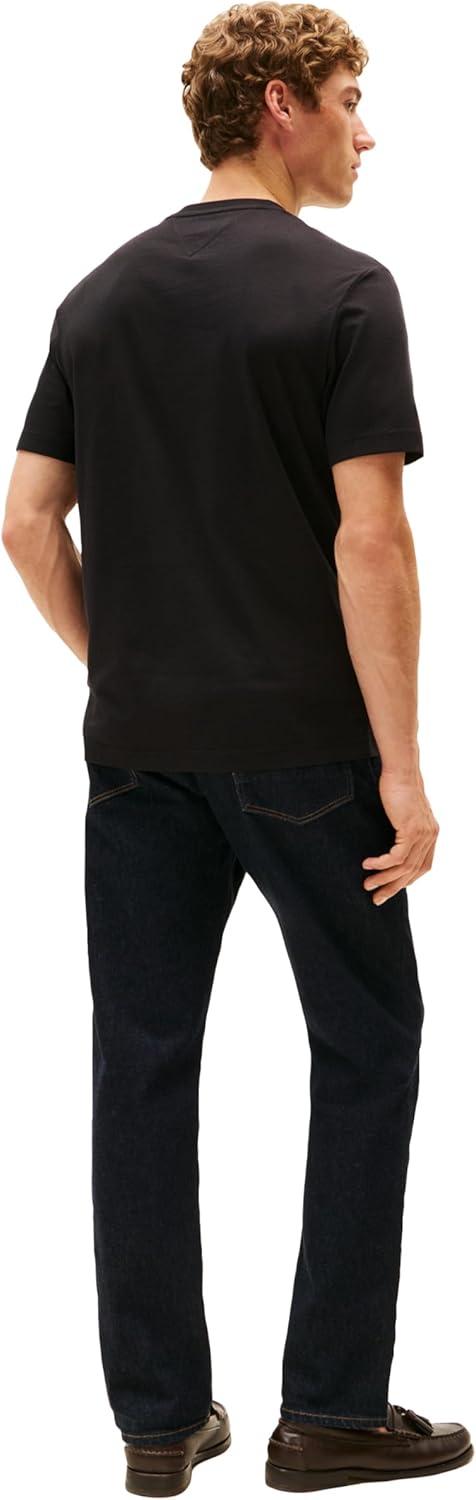 imageTommy Hilfiger Mens Short Sleeve Cotton Graphic TShirts with Signature Stripe Logo Also Available in Big ampamp TallBlack