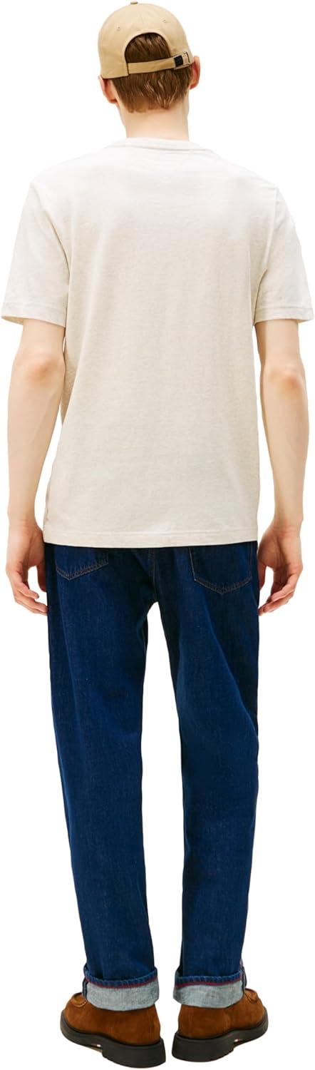 imageTommy Hilfiger Mens Short Sleeve Cotton Graphic TShirts with Signature Stripe Logo Also Available in Big ampamp TallHeathered Oatmilk