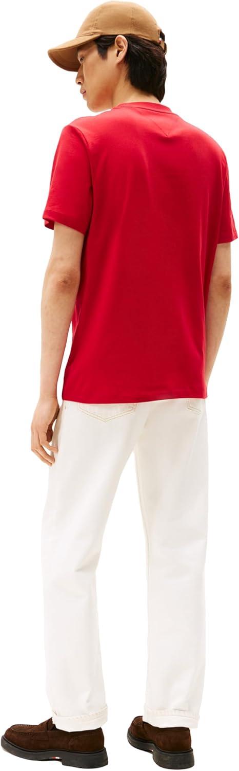imageTommy Hilfiger Mens Short Sleeve Cotton Graphic TShirts with Stacked Logo DesignsMedium Red