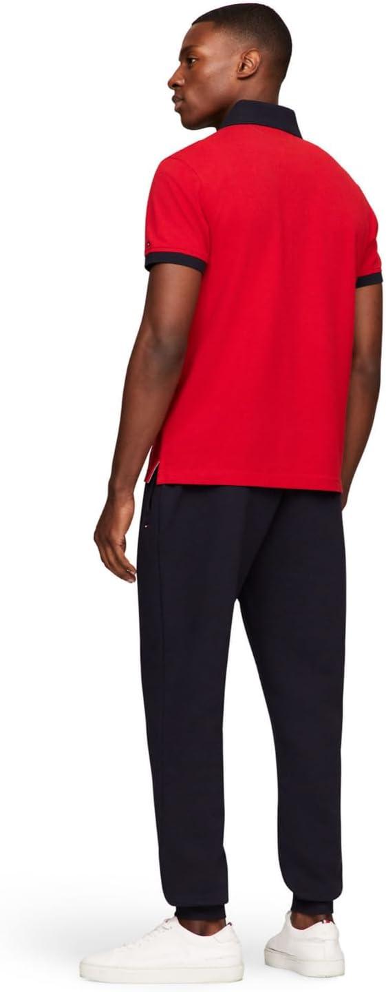 imageTommy Hilfiger Mens Short Sleeve Cotton Pique Flag Graphic Polo Shirt in Custom FitApple Red