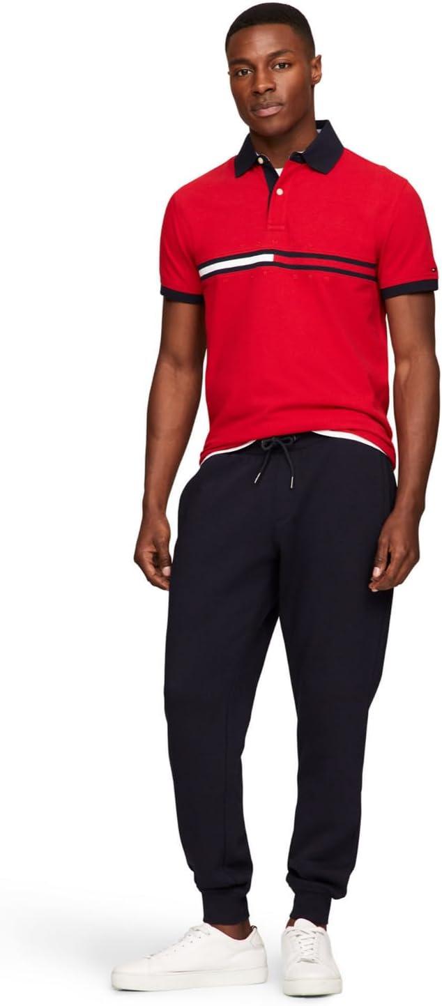 imageTommy Hilfiger Mens Short Sleeve Cotton Pique Flag Graphic Polo Shirt in Custom FitApple Red