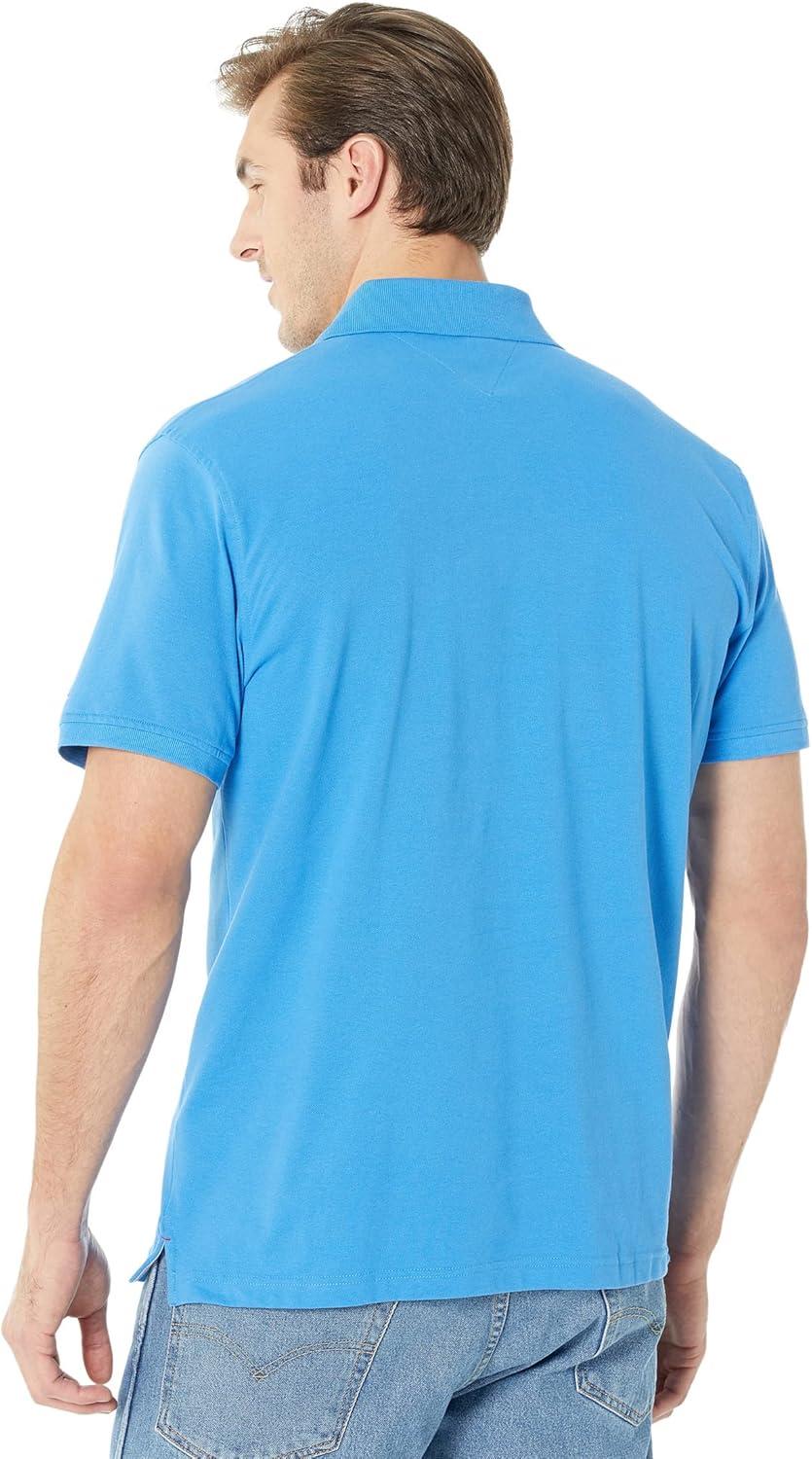 imageTommy Hilfiger Mens Short Sleeve Cotton Pique Flag Graphic Polo Shirt in Custom FitBlue Blitz