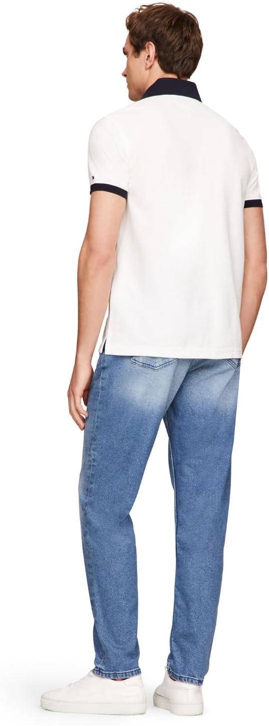 imageTommy Hilfiger Mens Short Sleeve Cotton Pique Flag Graphic Polo Shirt in Custom FitBright White
