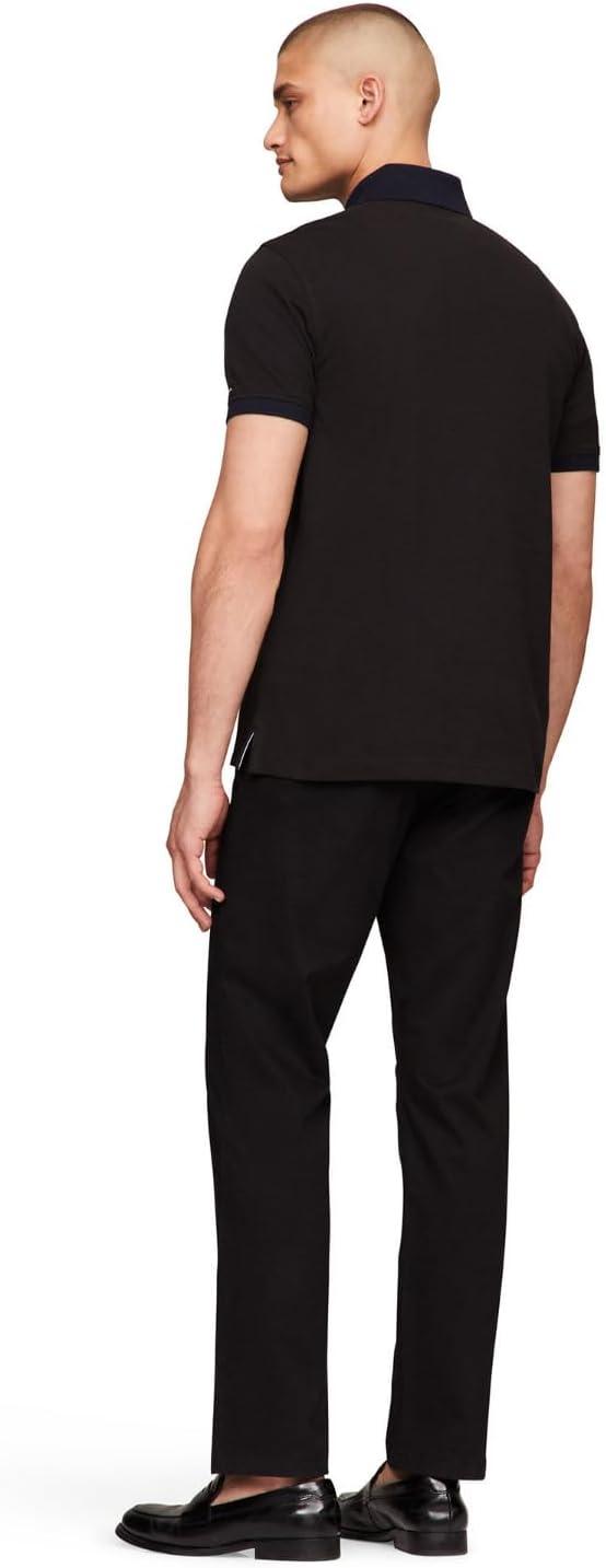 imageTommy Hilfiger Mens Short Sleeve Cotton Pique Flag Graphic Polo Shirt in Custom FitDeep Knit Black