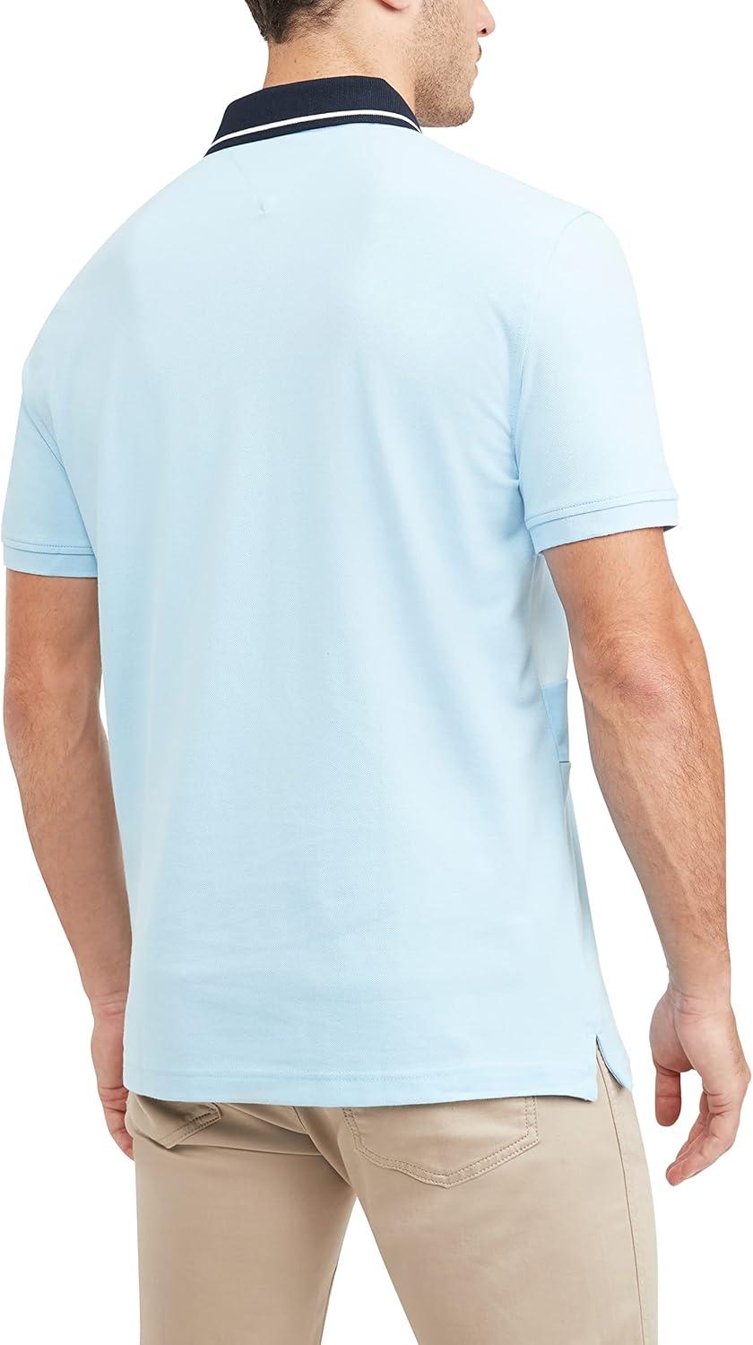 imageTommy Hilfiger Mens Short Sleeve Cotton Pique Flag Graphic Polo Shirt in Custom FitFoggy Blue