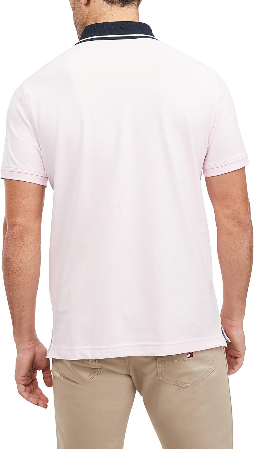 imageTommy Hilfiger Mens Short Sleeve Cotton Pique Flag Graphic Polo Shirt in Custom FitLight Pink