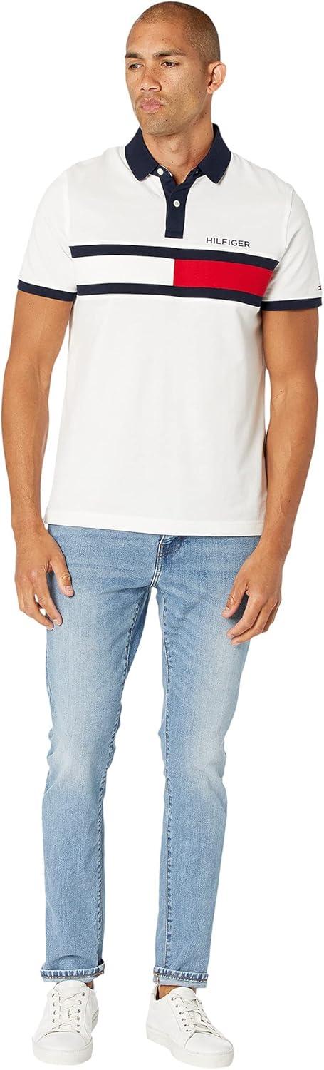 imageTommy Hilfiger Mens Short Sleeve Cotton Pique Flag Polo in Regular FitBright White