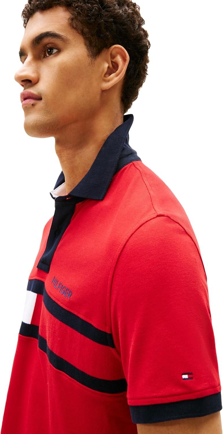 imageTommy Hilfiger Mens Short Sleeve Cotton Pique Flag Polo in Regular FitClassic Red