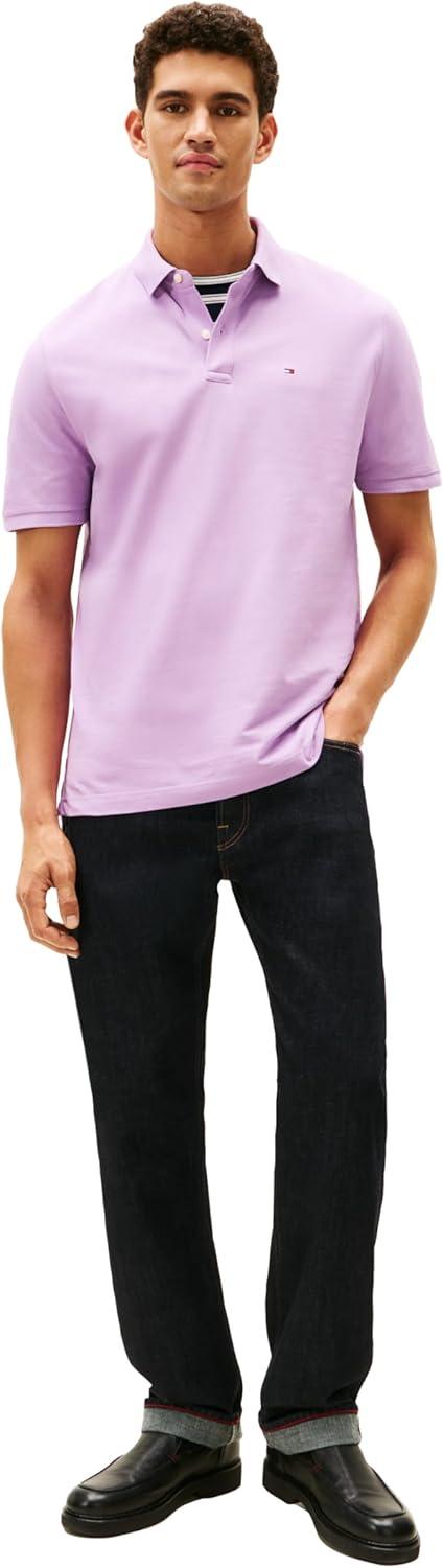 imageTommy Hilfiger Mens Short Sleeve Cotton Pique Polo Shirt in Classic FitAfrican Violet