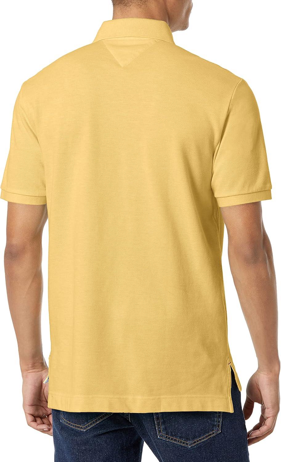 imageTommy Hilfiger Mens Short Sleeve Cotton Pique Polo Shirt in Classic FitBright Yellow Heather