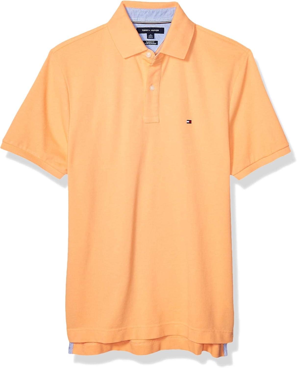 imageTommy Hilfiger Mens Short Sleeve Cotton Pique Polo Shirt in Classic FitCanteloupe