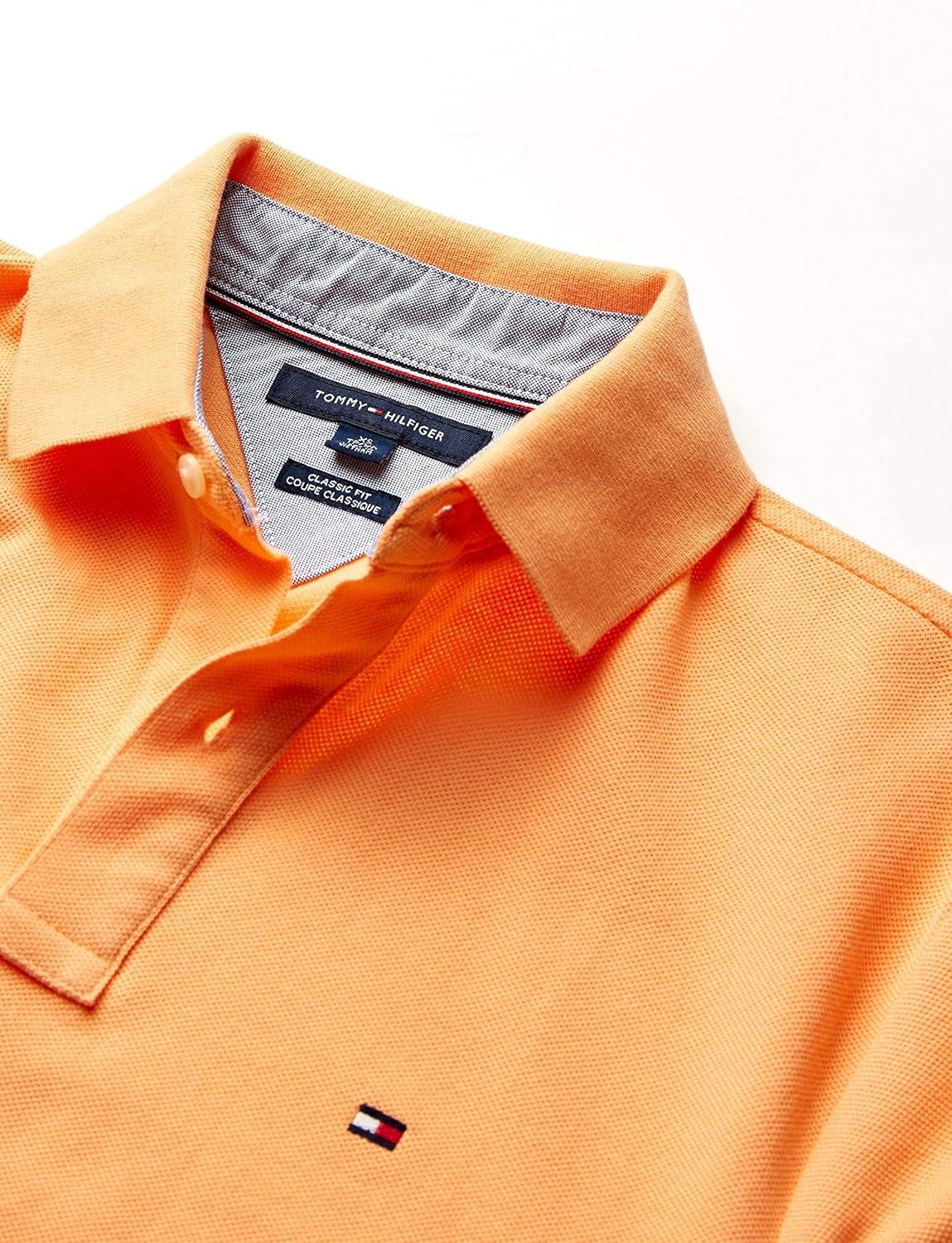 imageTommy Hilfiger Mens Short Sleeve Cotton Pique Polo Shirt in Classic FitCanteloupe
