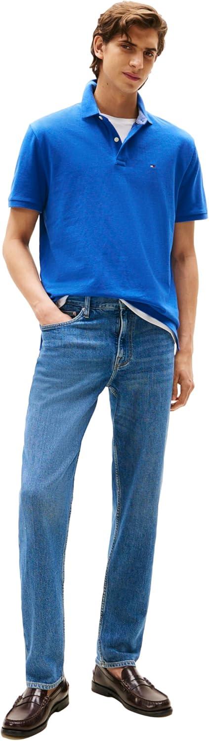 imageTommy Hilfiger Mens Short Sleeve Cotton Pique Polo Shirt in Classic FitCobalt Heather