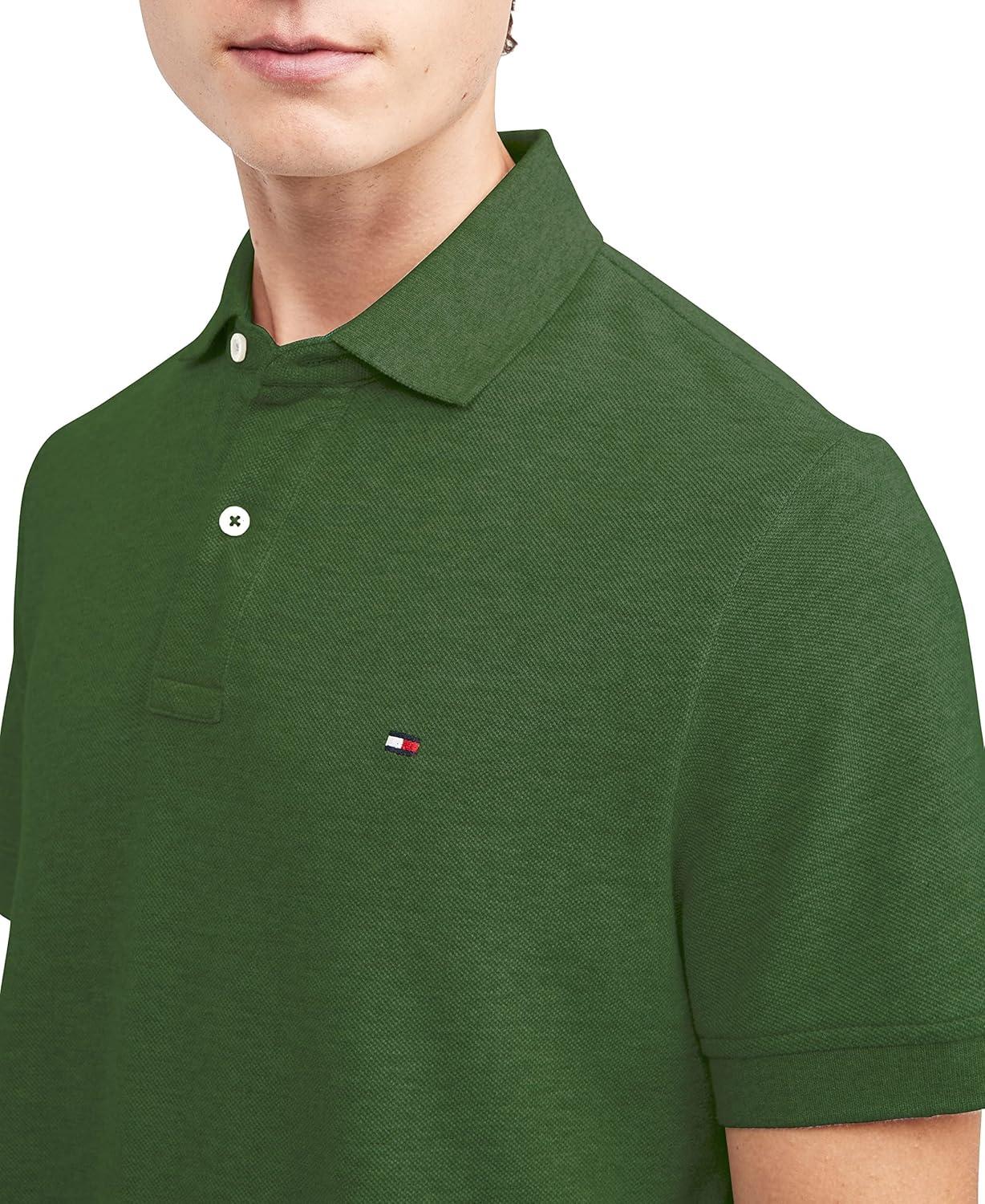 imageTommy Hilfiger Mens Short Sleeve Cotton Pique Polo Shirt in Classic FitGreener Pasture