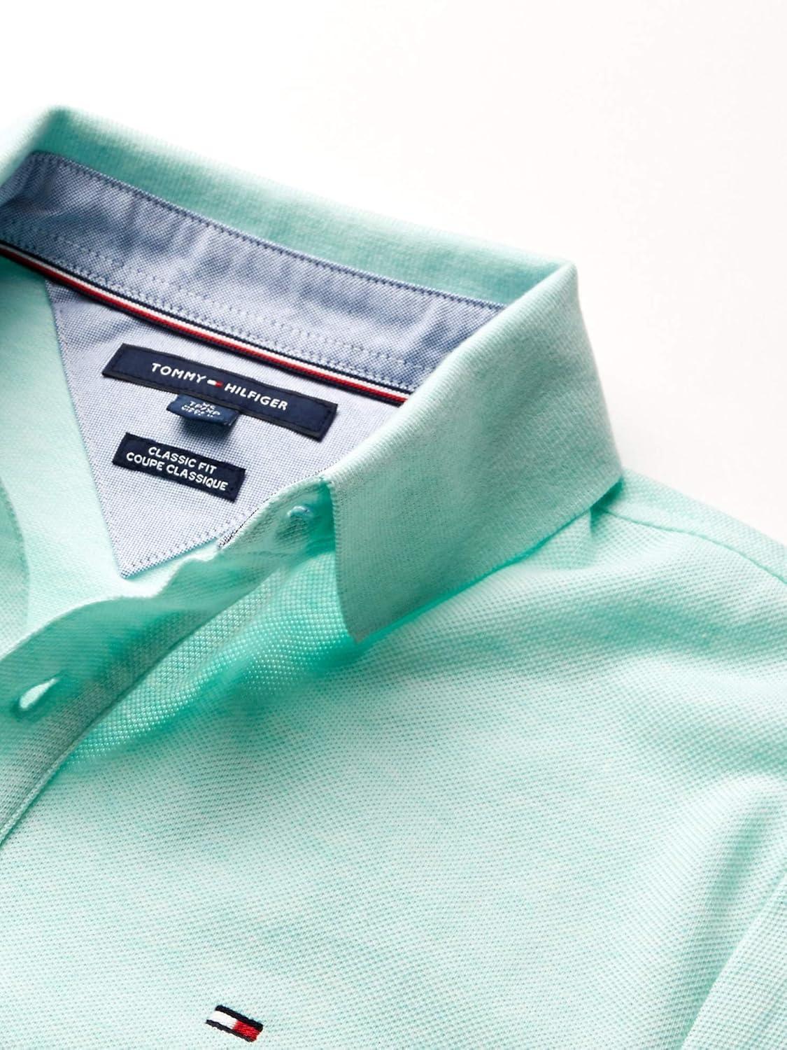 imageTommy Hilfiger Mens Short Sleeve Cotton Pique Polo Shirt in Classic FitLimpet Shell Heather