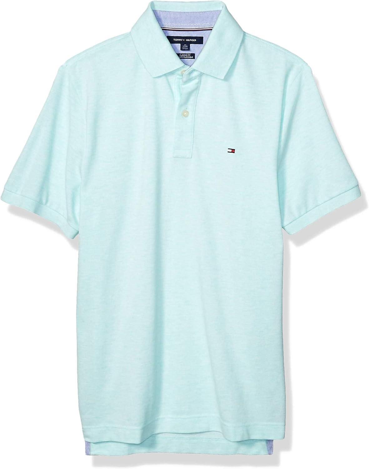 imageTommy Hilfiger Mens Short Sleeve Cotton Pique Polo Shirt in Classic FitLimpet Shell Heather