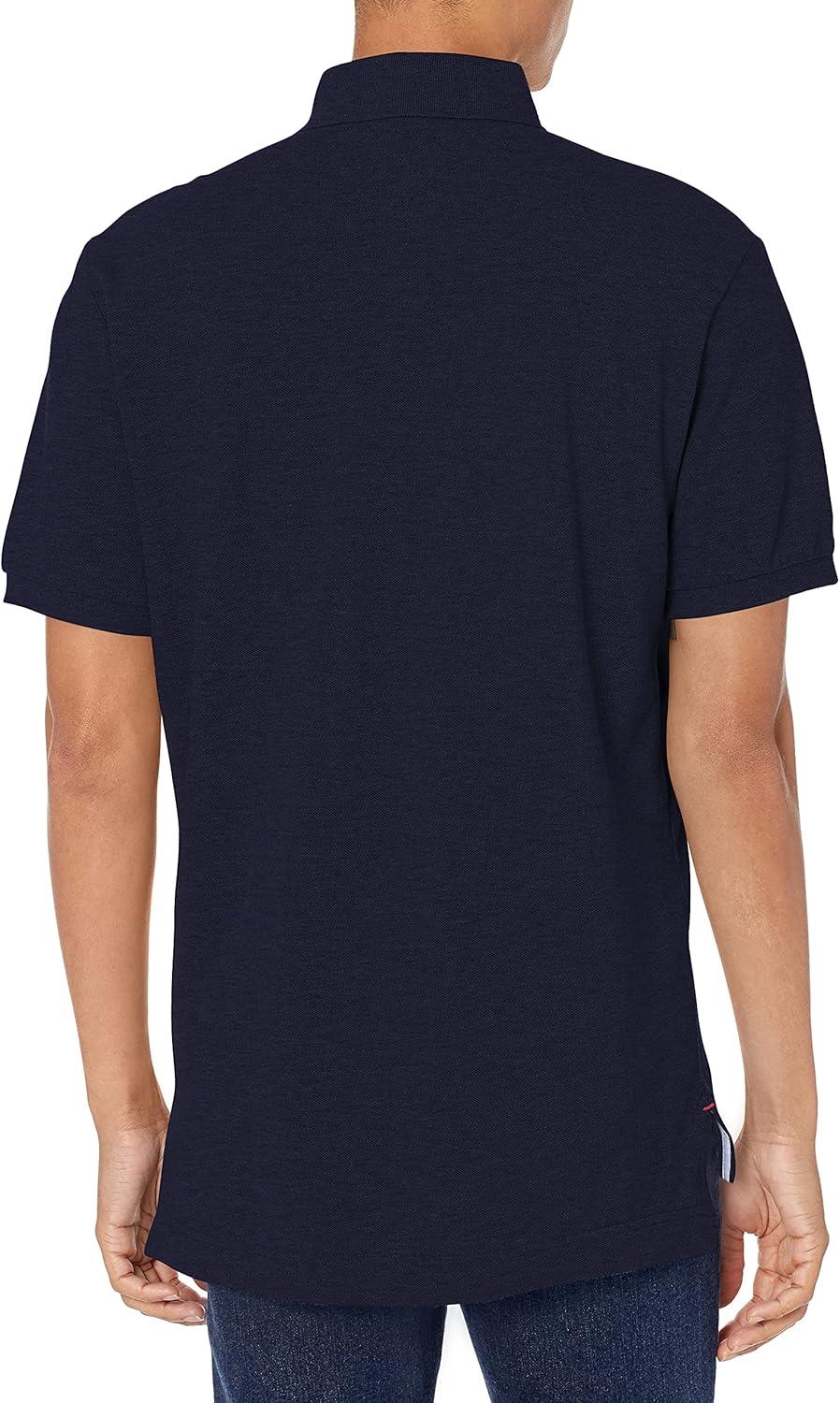 imageTommy Hilfiger Mens Short Sleeve Cotton Pique Polo Shirt in Classic FitNavy Blazer Heather