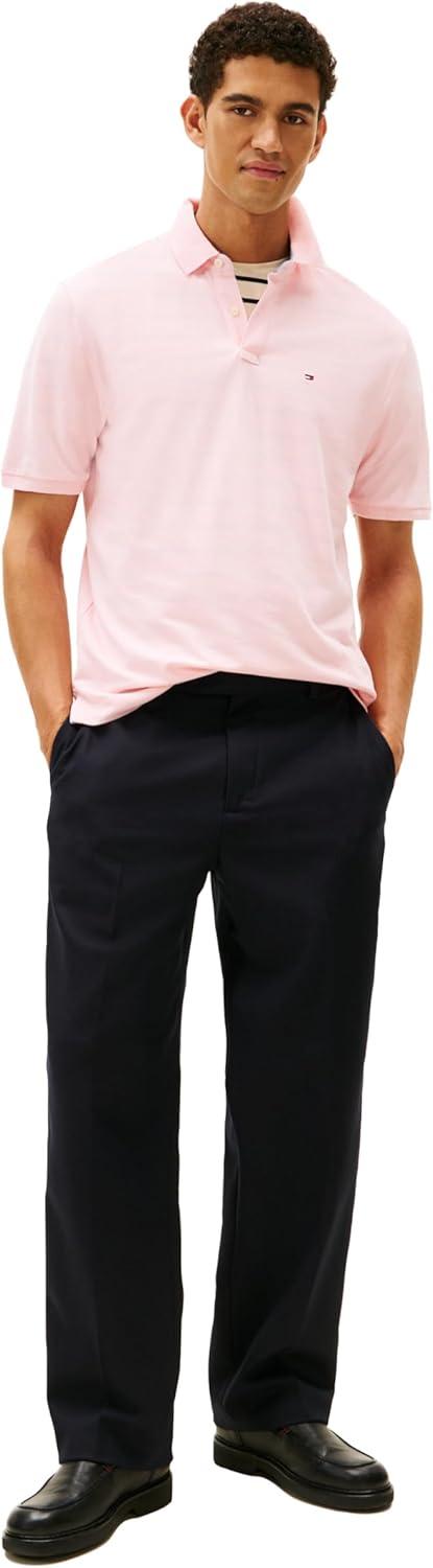 imageTommy Hilfiger Mens Short Sleeve Cotton Pique Polo Shirt in Classic FitPebble Pink