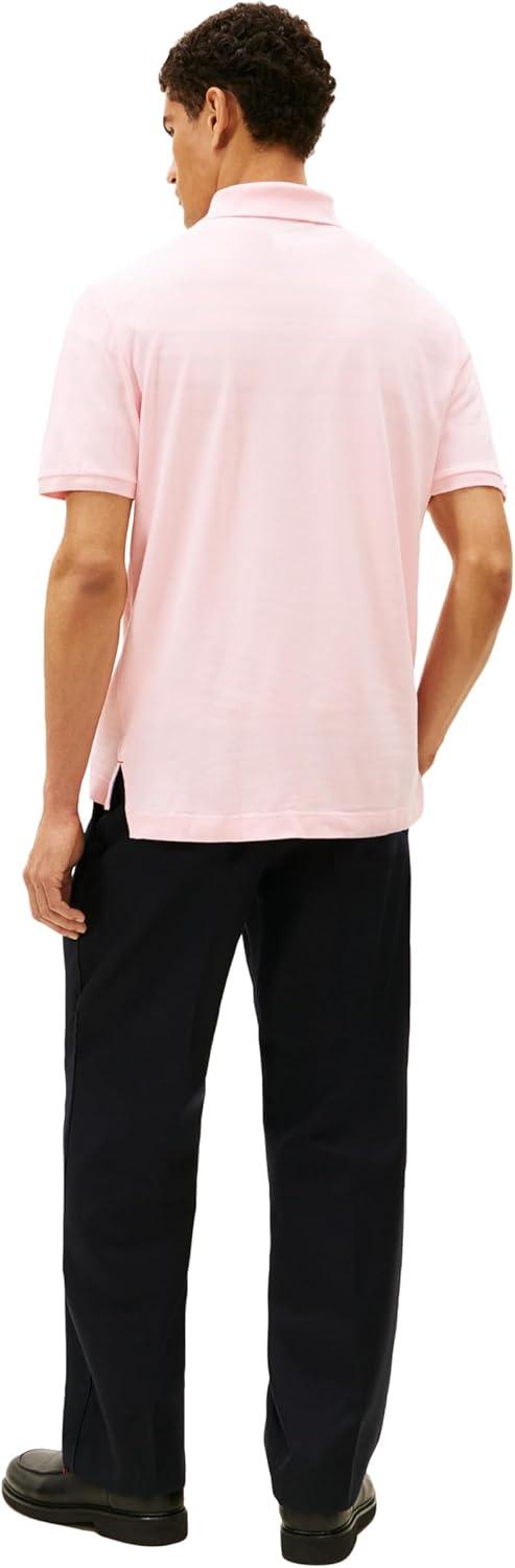 imageTommy Hilfiger Mens Short Sleeve Cotton Pique Polo Shirt in Classic FitPebble Pink